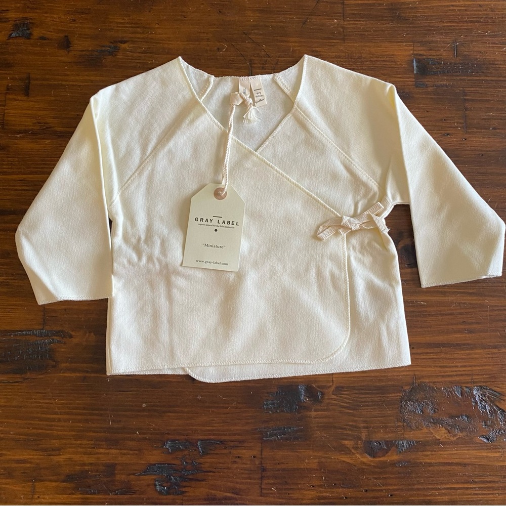 NWT Gray Label Crossover Top Tie Enclosure In Cream Baby‎ Cardigan Sz 6-9 Months